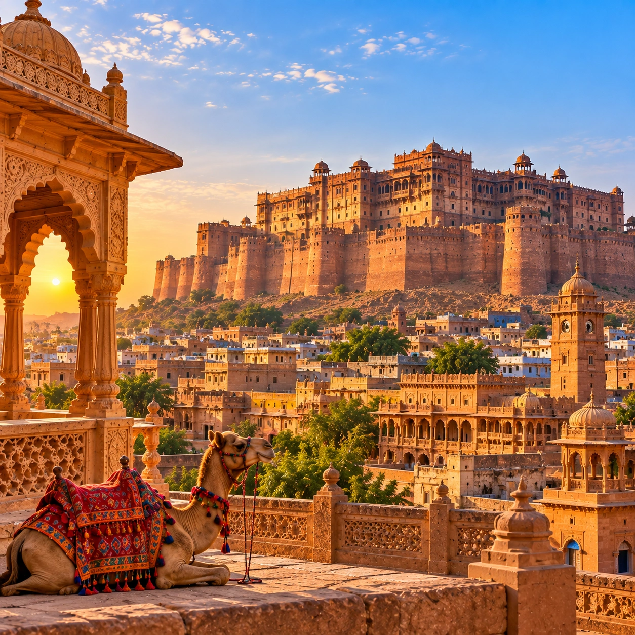 Historic sandstone architecture in Rajasthan