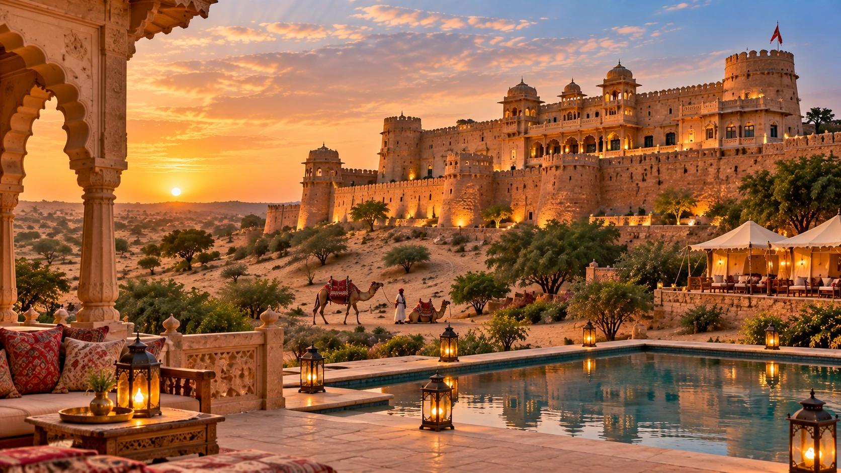 Rajasthan fort against a warm sky