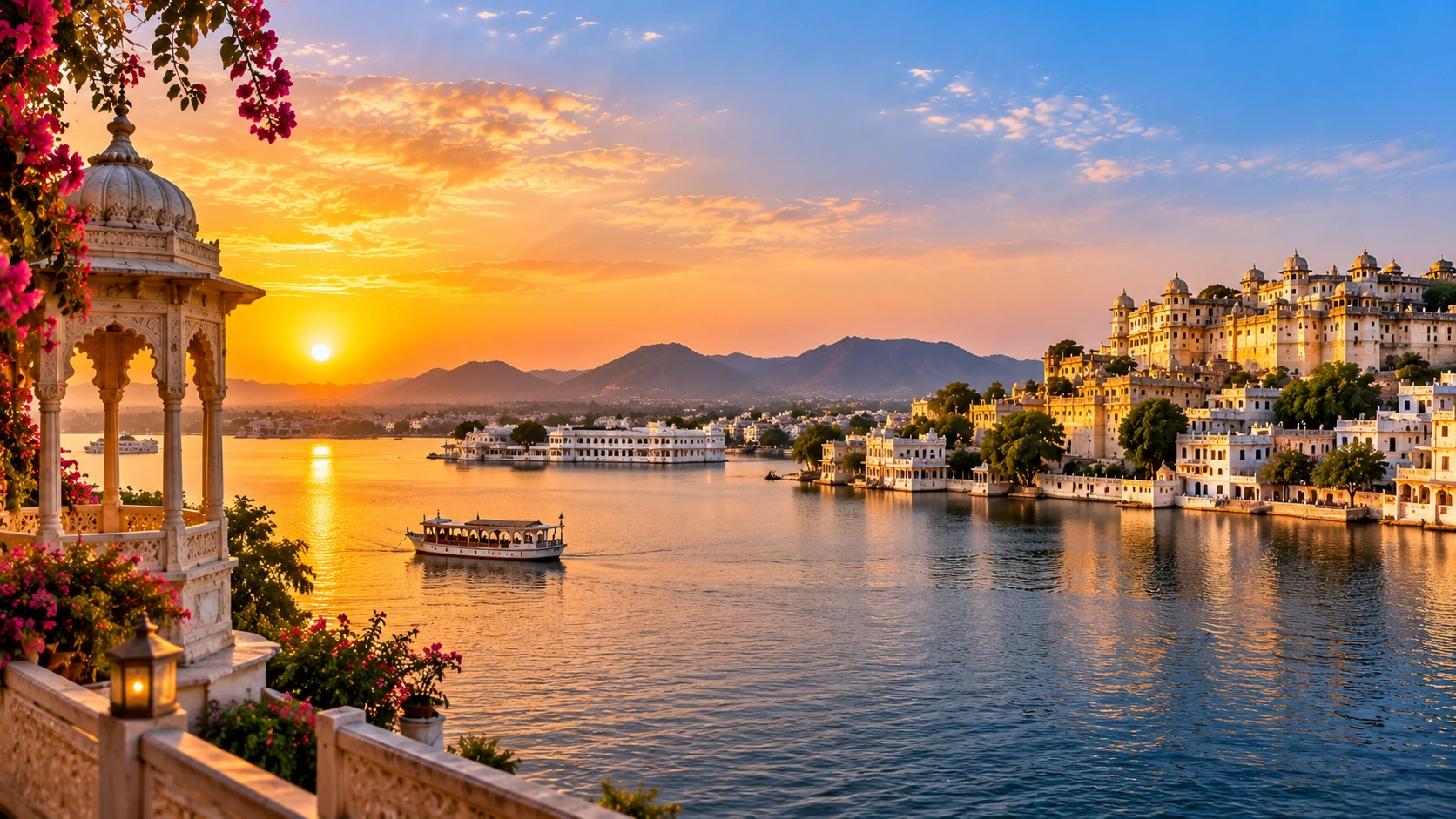 Udaipur lake and palace scenery